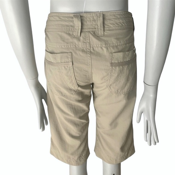 THE NORTH FACE Long Hiking Shorts Capris Nylon Quick Dry Khaki Tan Trail - Picture 2 of 15